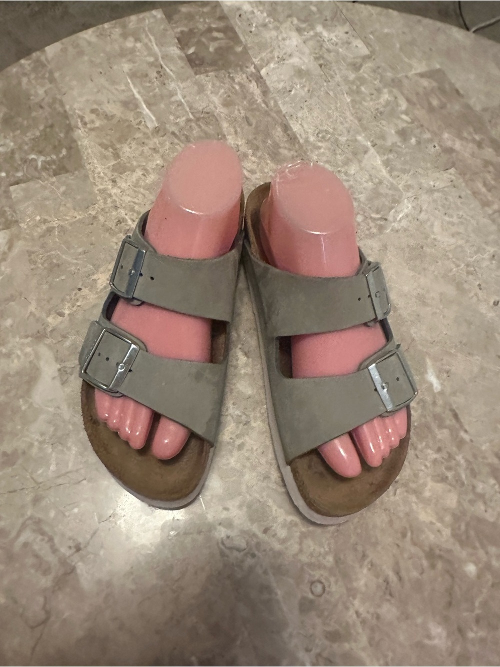 Birkenstock Papillio Arizona platformWomen's Double-Buckle Slide Sandal in Taupe